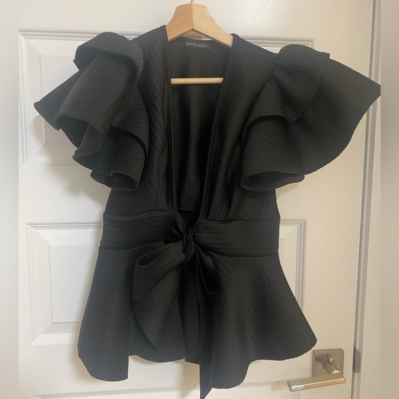 Black peplum top with bow size M - Picture 6 of 9
